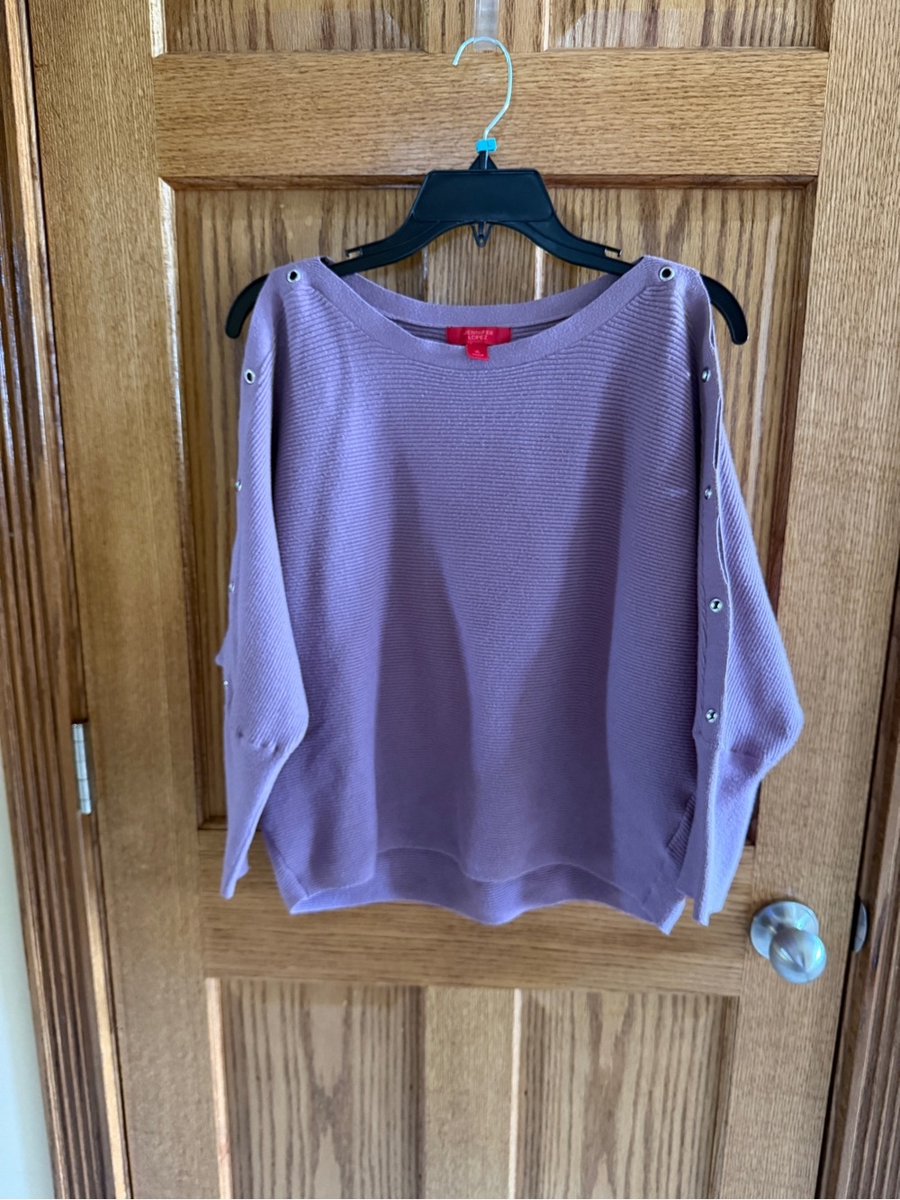 Jennifer Lopez Lavender Textured Scoop neck ribbed sweater Xl